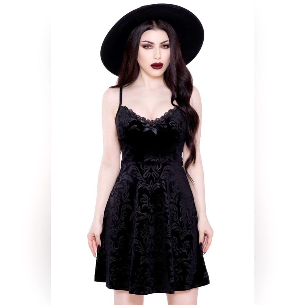Killstar velvet skater lace up corset dress * into the abyss *